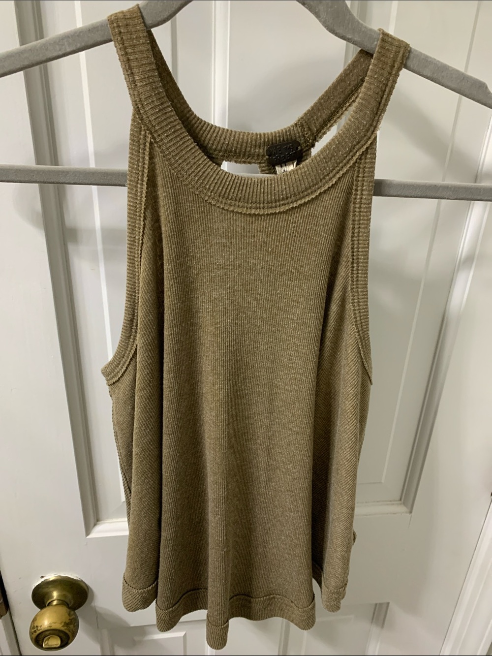 Free People Olive Ribbed Knit Tank
